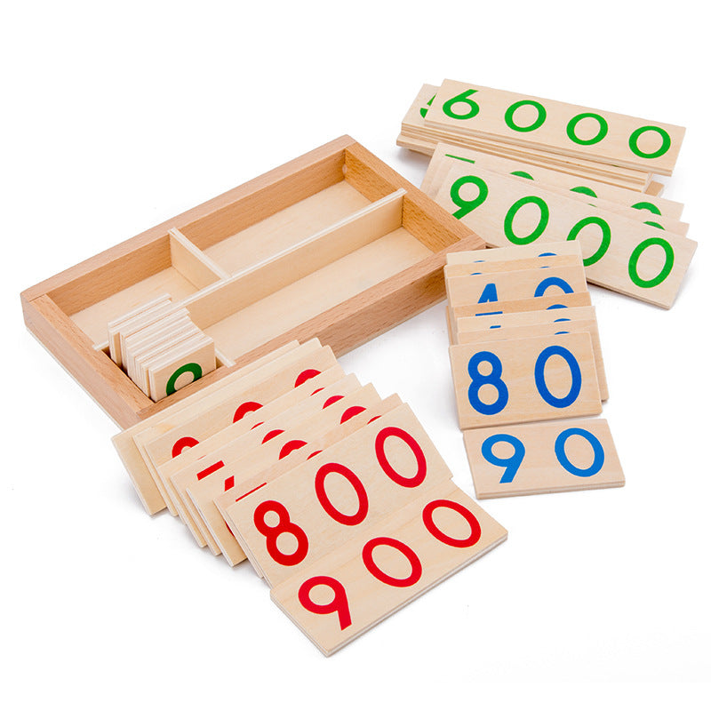 Tarjetas de números de madera Montessori 1-9999 para niños