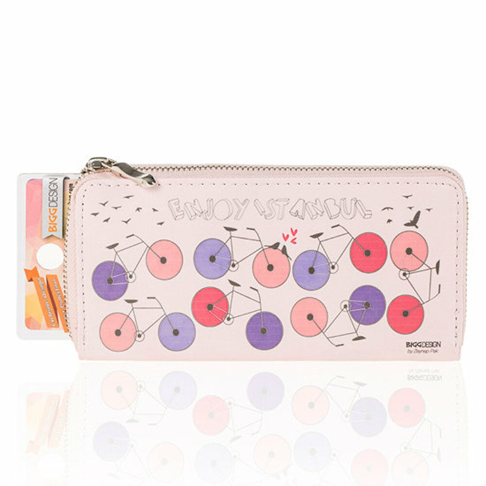 Cartera rosa con estampado de bicicleta de BiggDesign