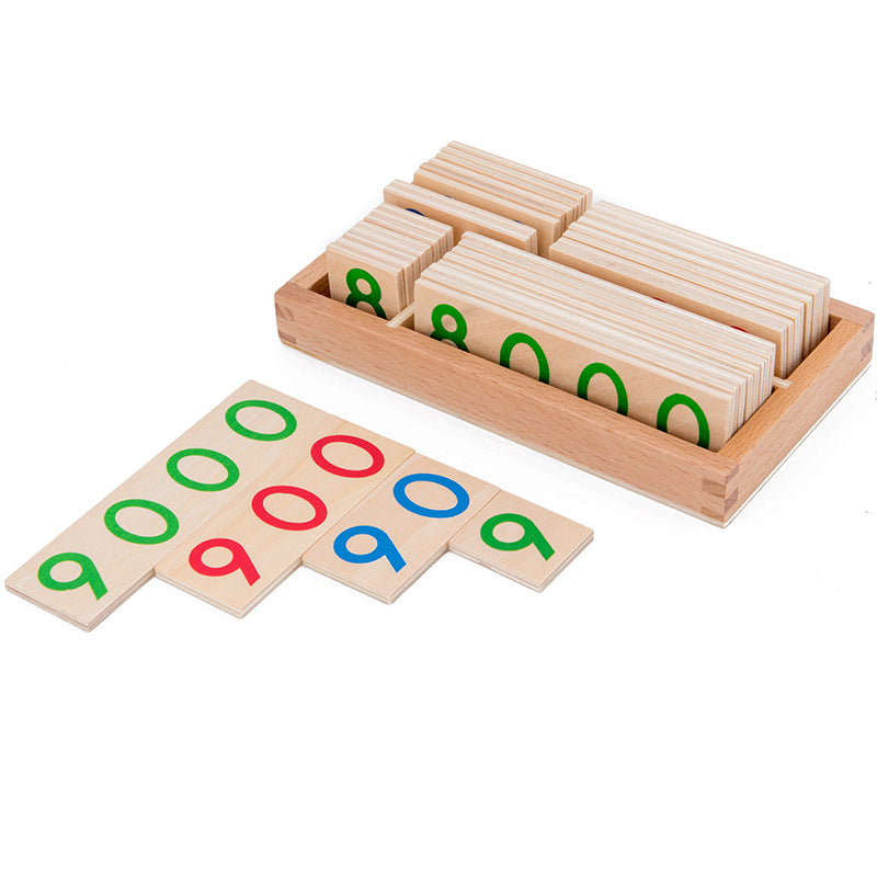 Tarjetas de números de madera Montessori 1-9999 para niños