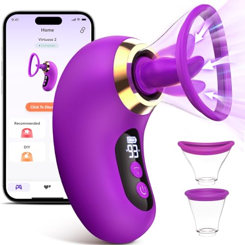 Gasevimo 5-in-1 Rose Toy Vibrator with App Control, 3 Sucking & 9 Licking Modes, LCD Display, Waterproof, Rose Red