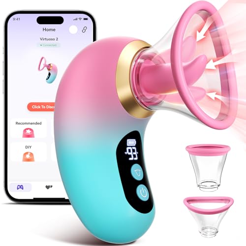 Gasevimo 5-in-1 Rose Toy Vibrator with App Control, 3 Sucking & 9 Licking Modes, LCD Display, Waterproof, Rose Red