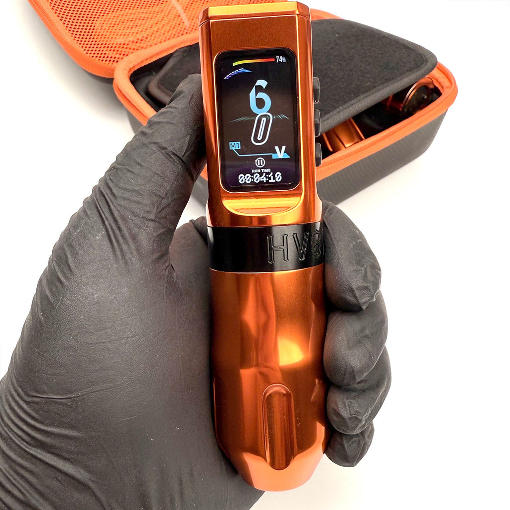 INKSOUL® Máquina de Tatuar Inalámbrica Tipo Pluma 4.2MM Strokes Dos Grips Dos Baterías Dos Modos 2 en 1 | HV6 PRO