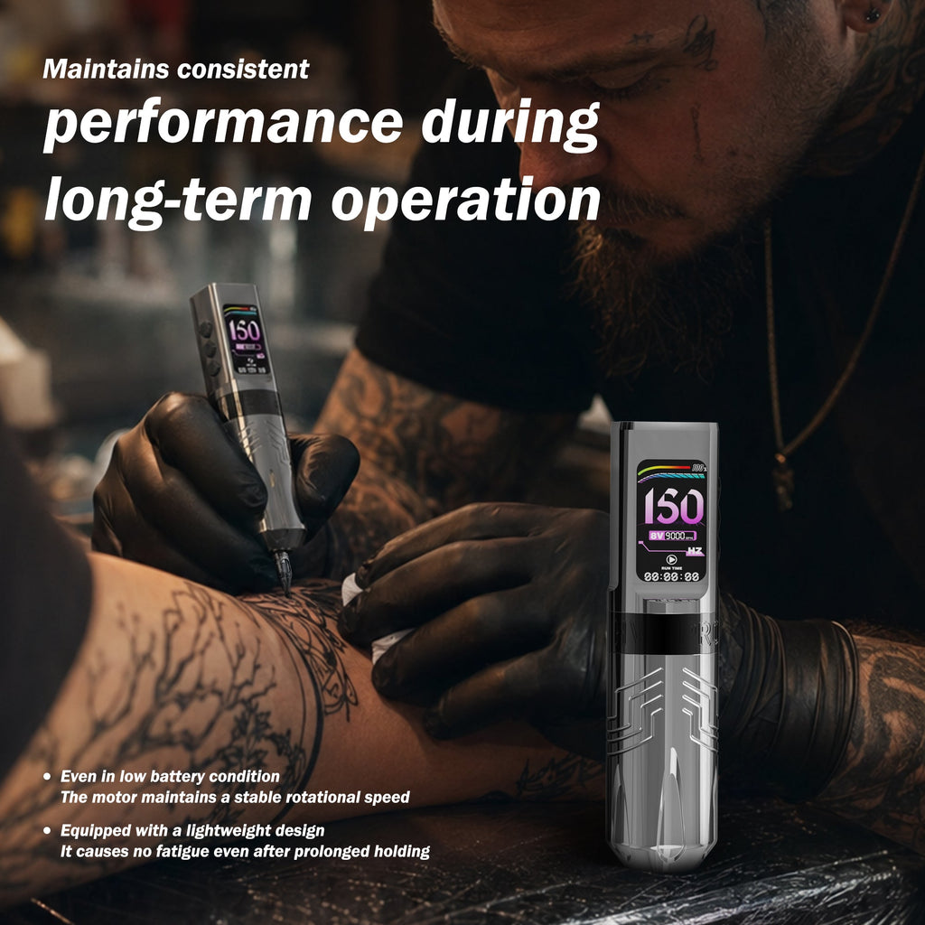 INKSOUL® Máquina de Tatuar Inalámbrica Tipo Pluma 4.2MM Strokes Dos Grips Dos Baterías Dos Modos 2 en 1 | HV6 PRO