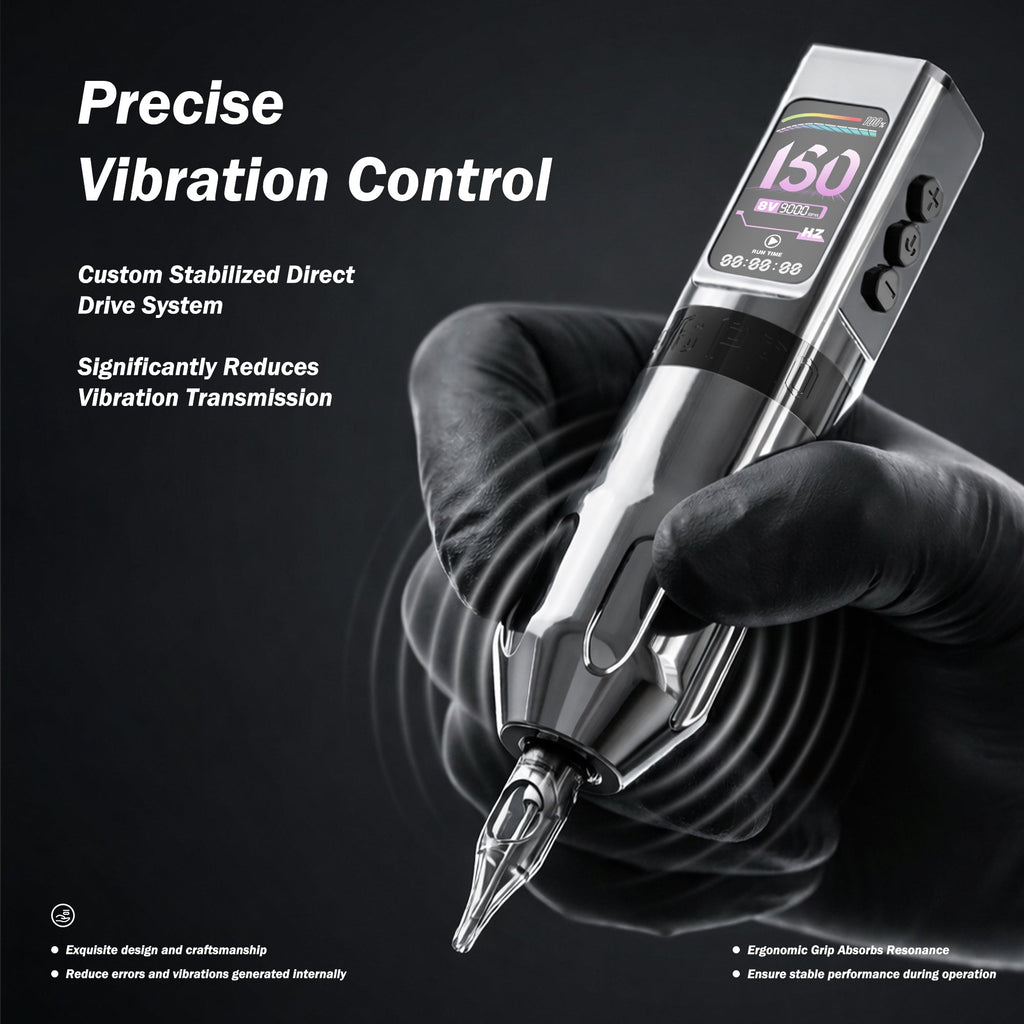 INKSOUL® Máquina de Tatuar Inalámbrica Tipo Pluma 4.2MM Strokes Dos Grips Dos Baterías Dos Modos 2 en 1 | HV6 PRO