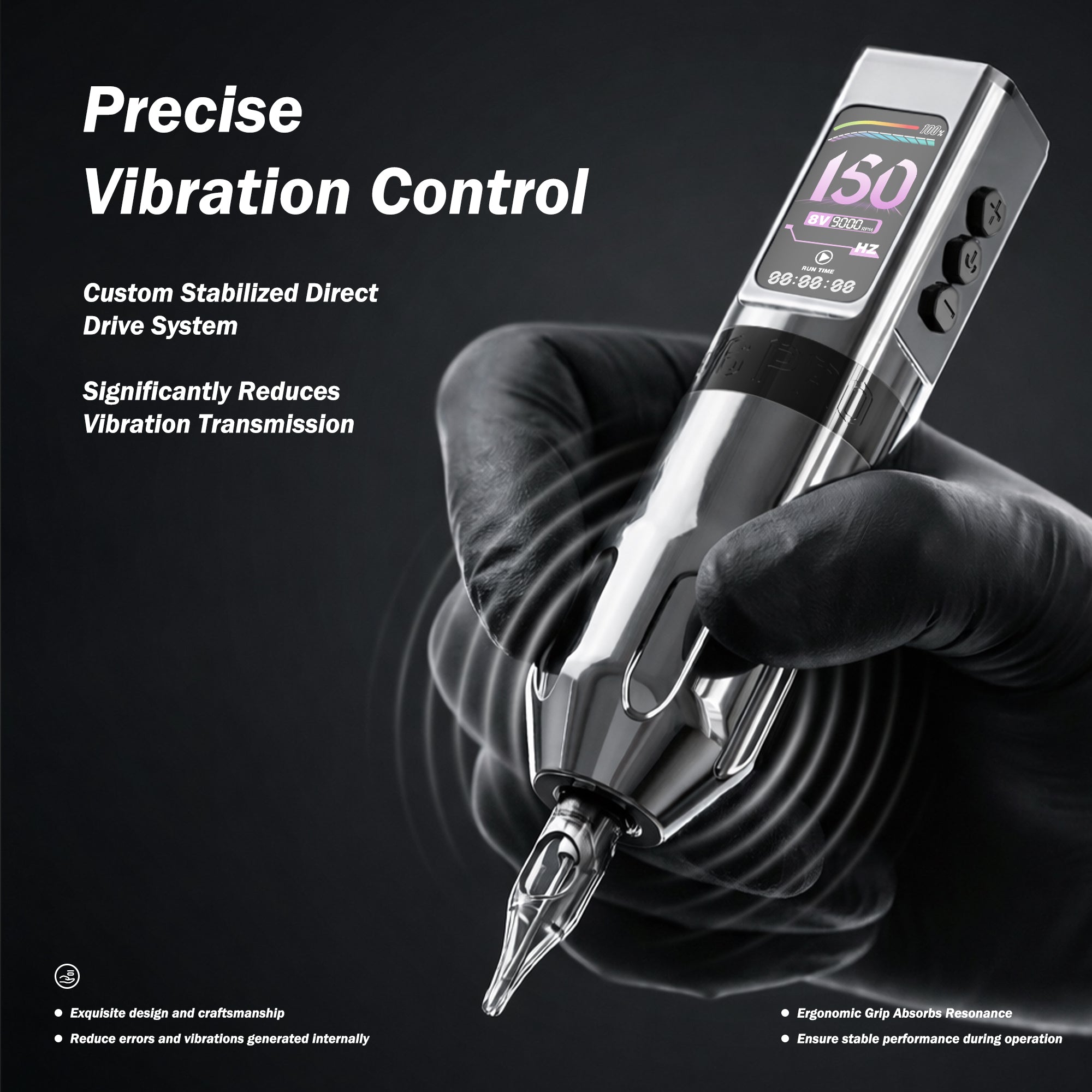 INKSOUL® Máquina de Tatuar Inalámbrica Tipo Pluma 4.2MM Strokes Dos Grips Dos Baterías Dos Modos 2 en 1 | HV6 PRO