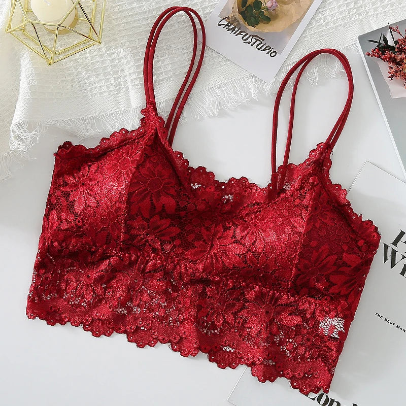 Women's Lace Hollow Out Wireless Bralette 3-Pack