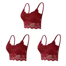 Women's Lace Hollow Out Wireless Bralette 3-Pack