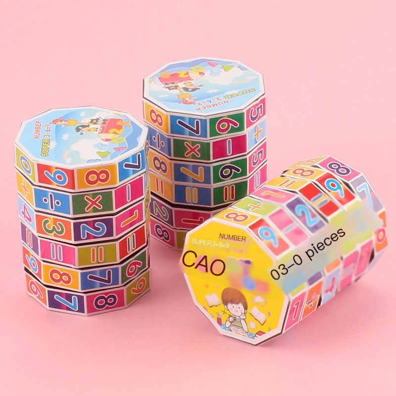 Cubo Matemático Cilíndrico de Seis Lados para Niños Juguete Educativo