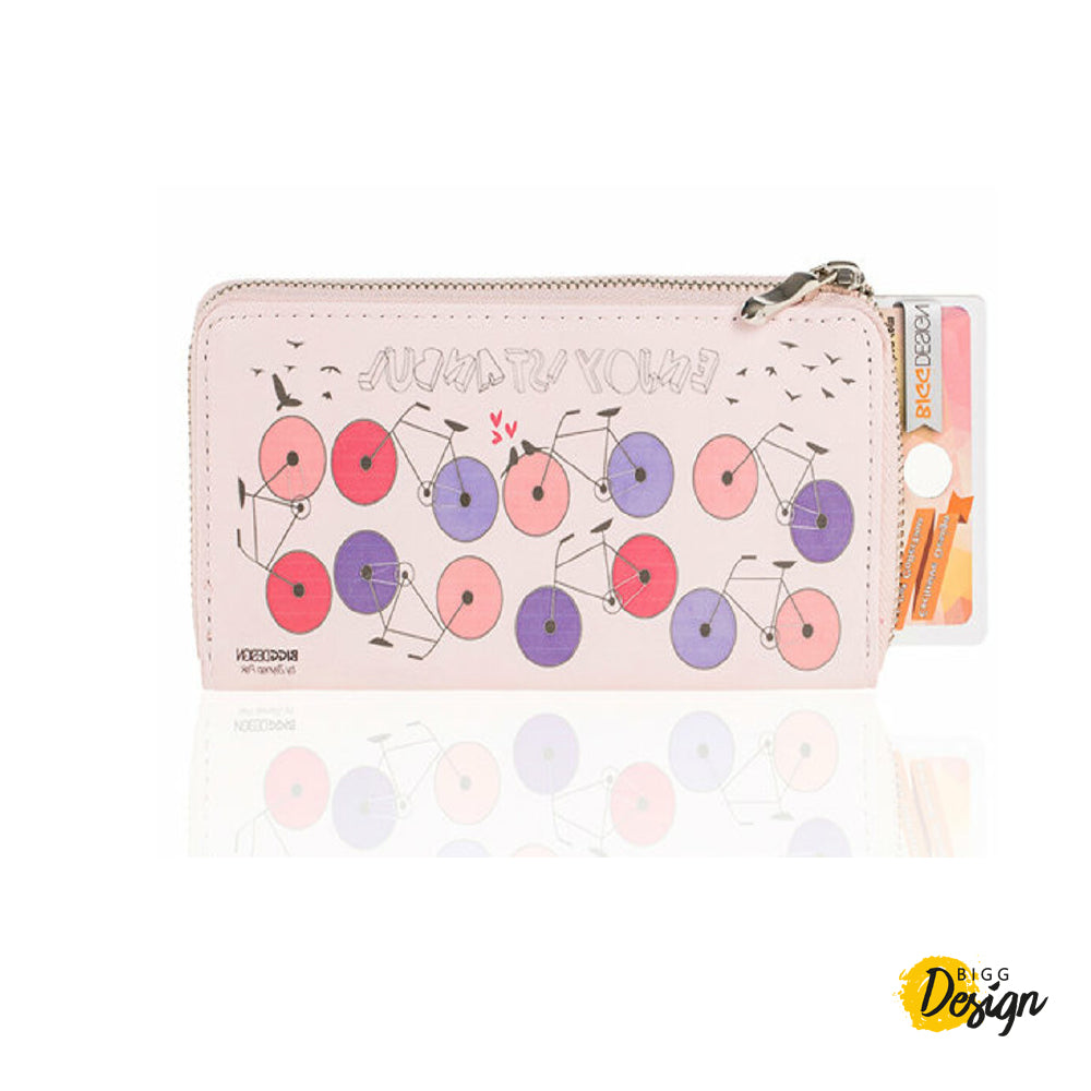 Cartera rosa con estampado de bicicleta de BiggDesign