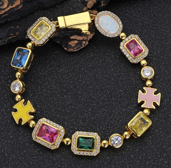 Collar de gema de hip-hop chapado en oro