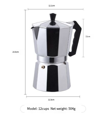 Cafetera italiana de aluminio para hacer café en casa