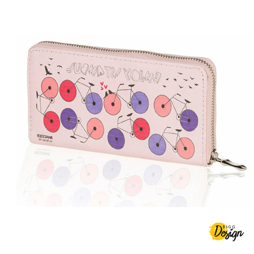 Cartera rosa con estampado de bicicleta de BiggDesign